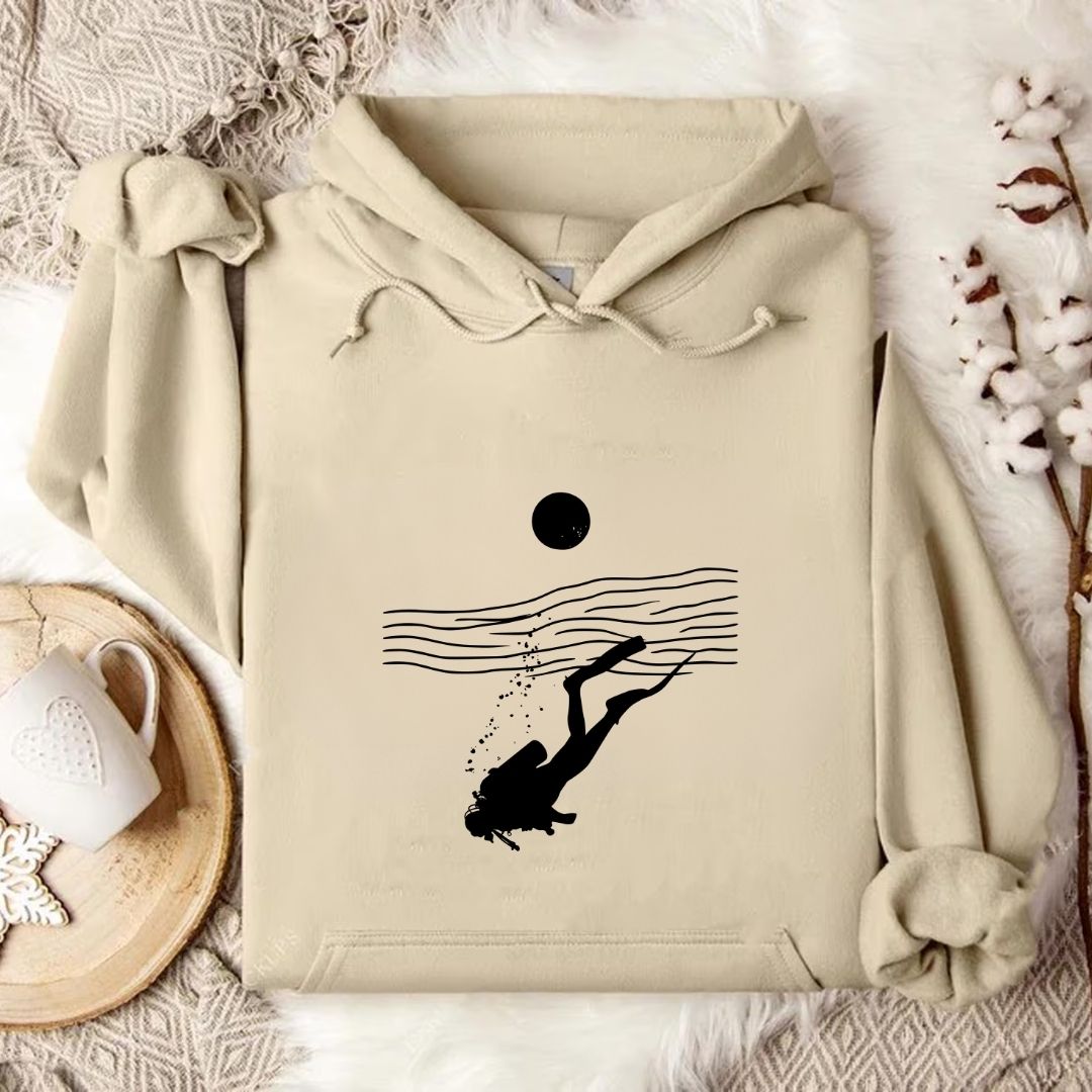 Scuba Diving Line Art Hoodie