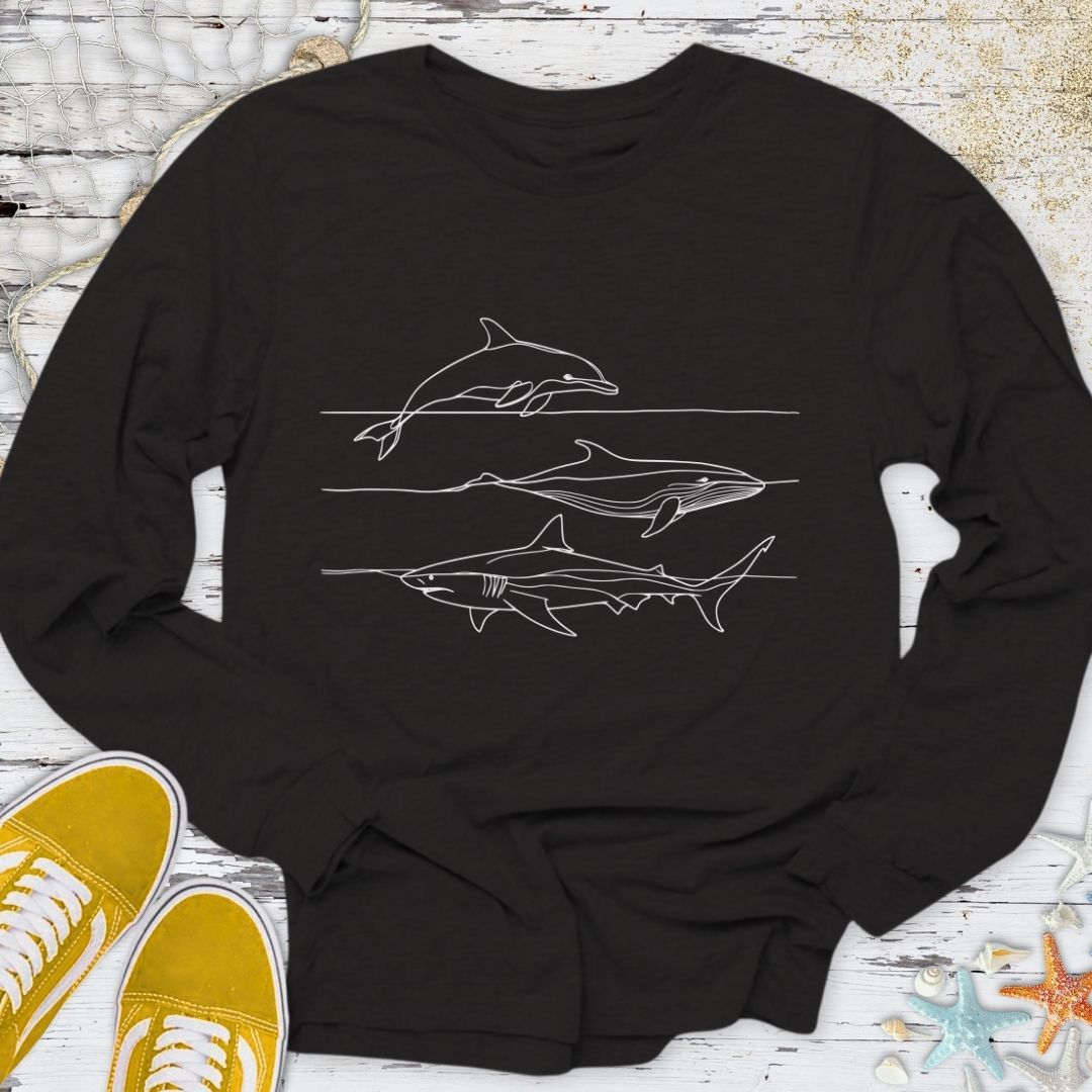 Dolphin, Whale, Shark Long Sleeve Tee