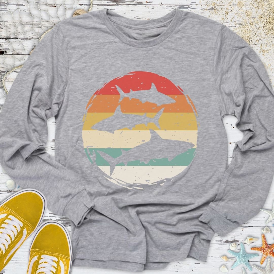 Retro Sharks Long Sleeve Tee