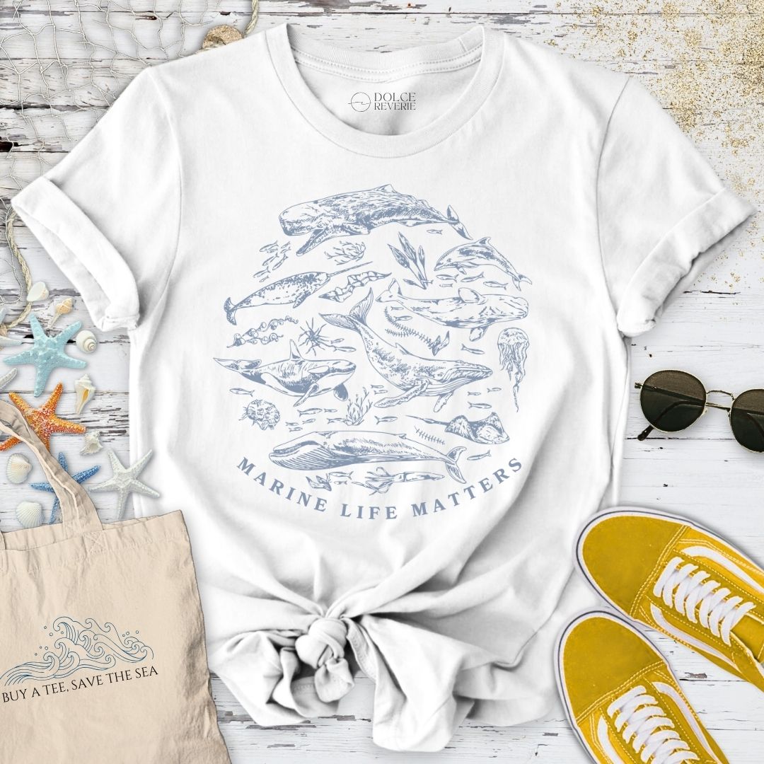 Marine Life Matters Line Art T-Shirt