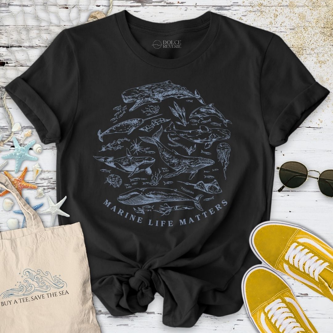 Marine Life Matters Line Art T-Shirt