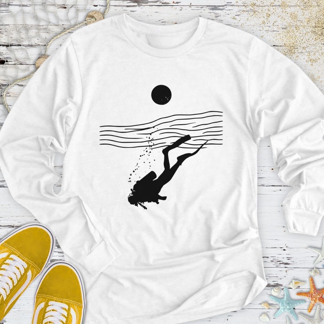 Diving Line Art Long Sleeve Tee