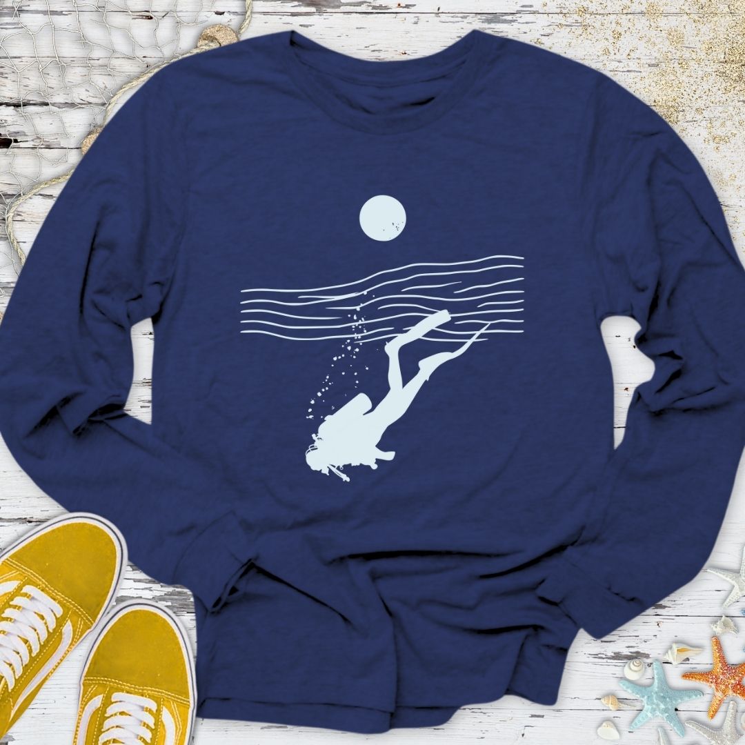 Diving Line Art Long Sleeve Tee