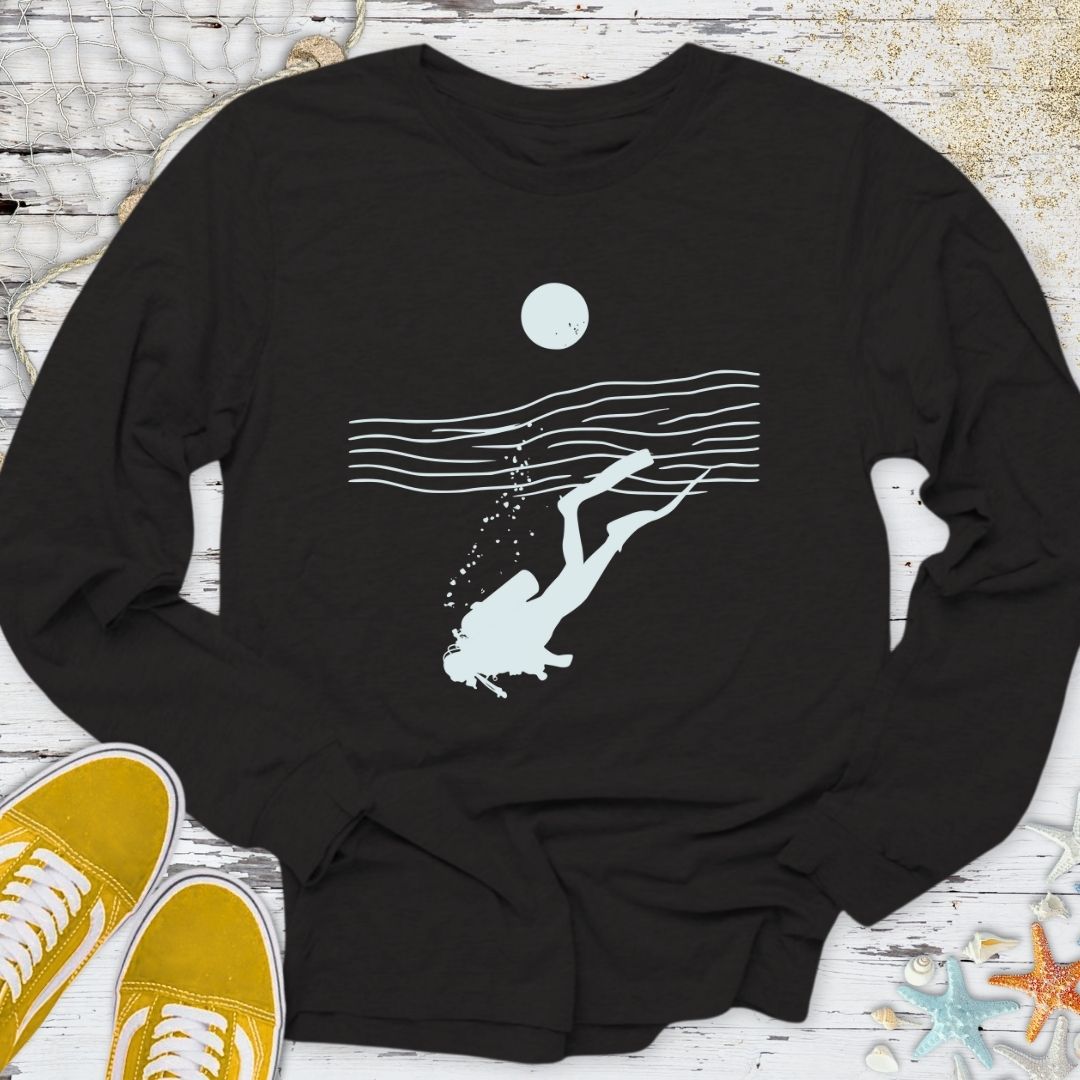 Diving Line Art Long Sleeve Tee