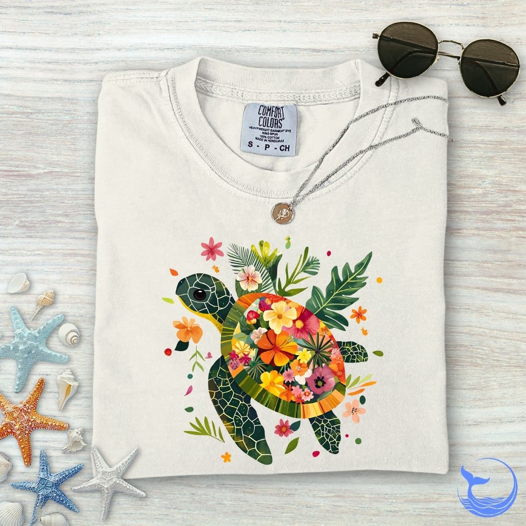Floral Turtle Comfort Colors T-Shirt