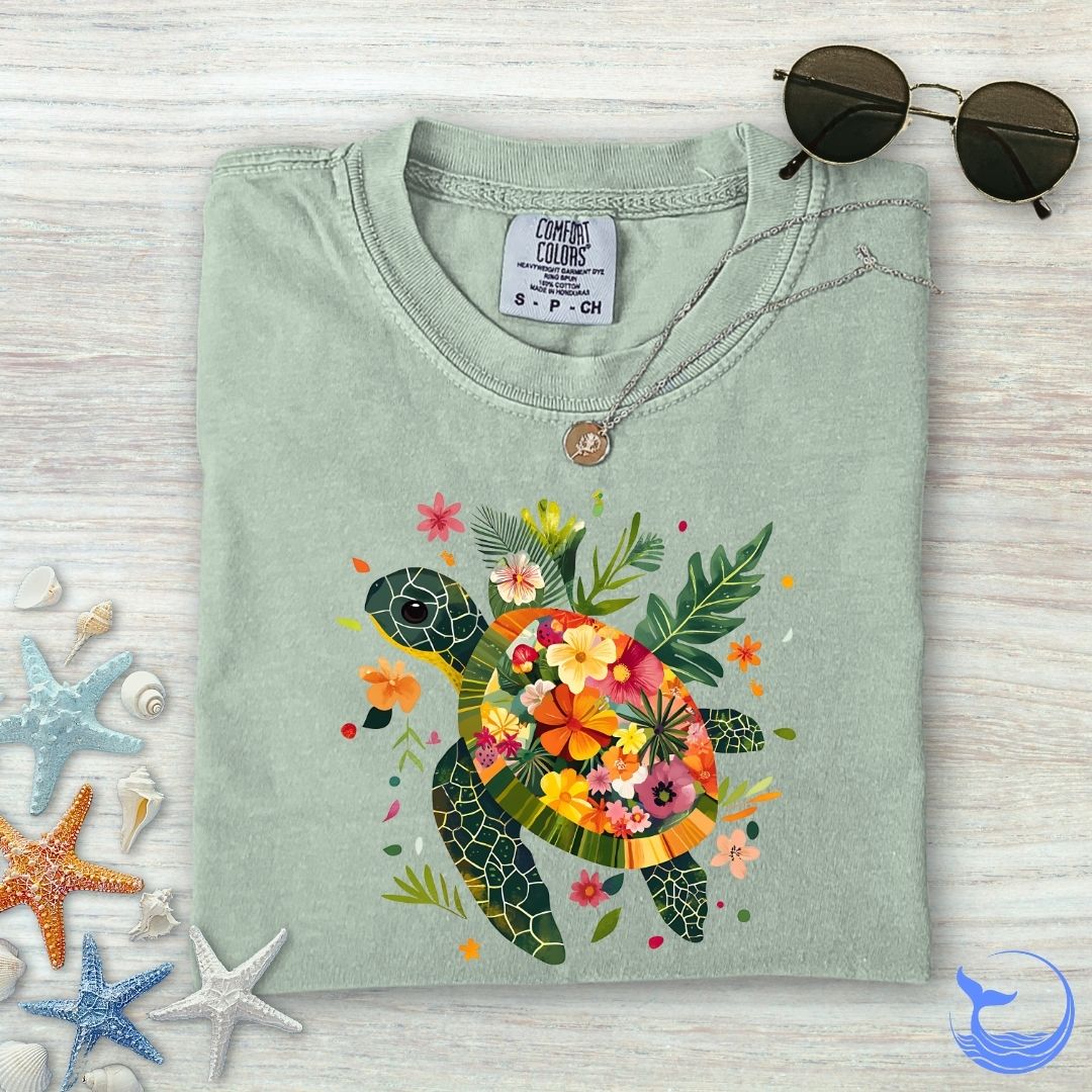 Floral Turtle Comfort Colors T-Shirt