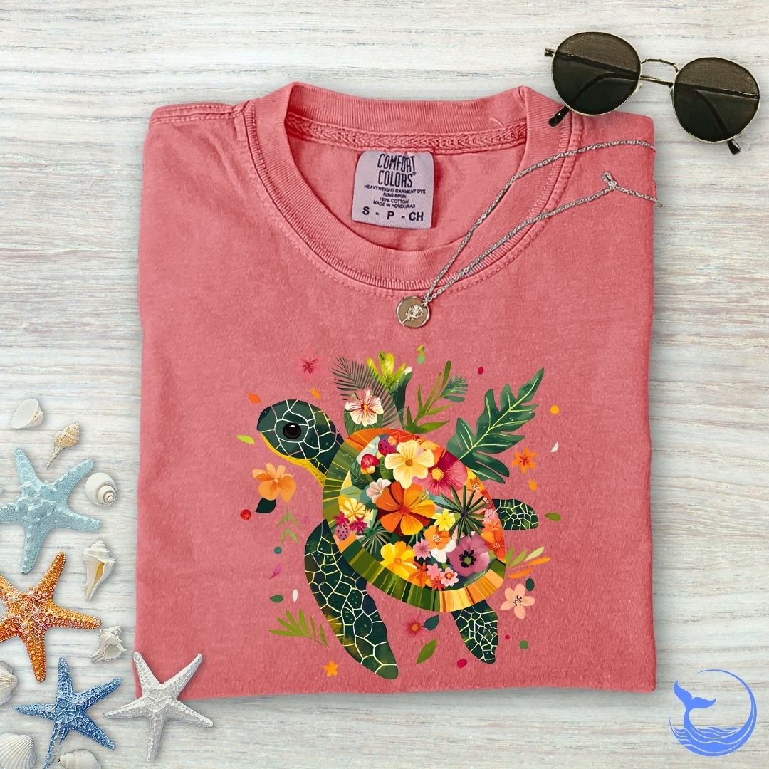 Floral Turtle Comfort Colors T-Shirt