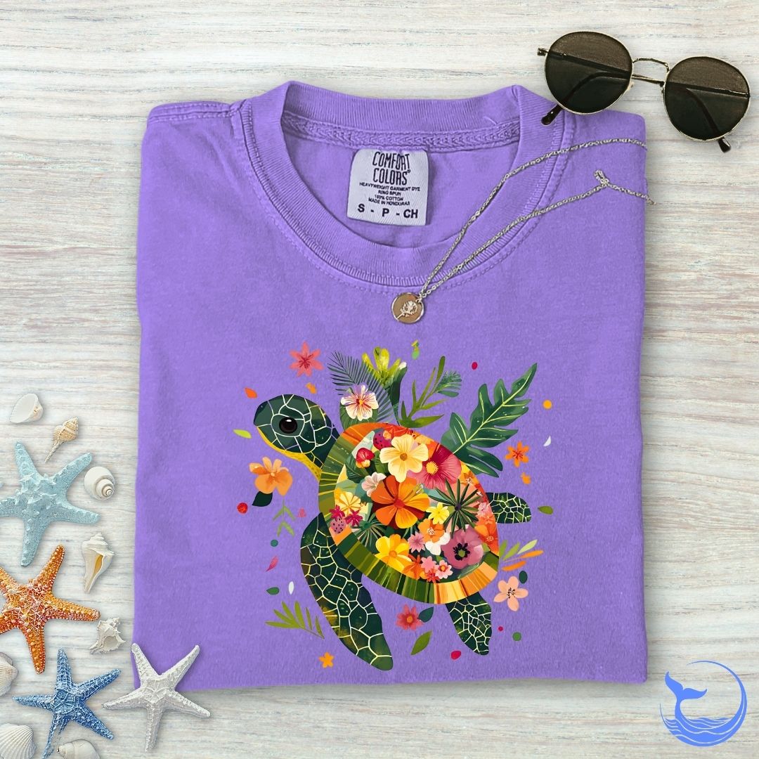 Floral Turtle Comfort Colors T-Shirt