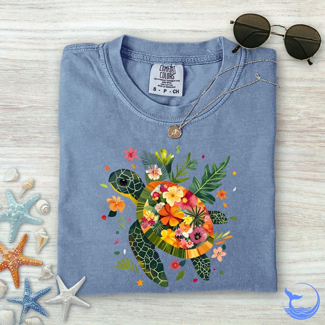 Floral Turtle Comfort Colors T-Shirt