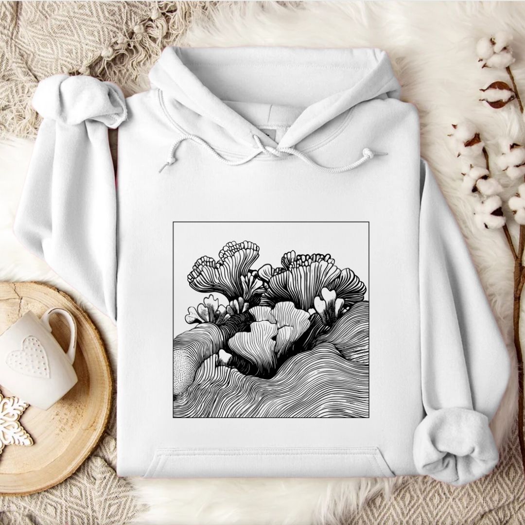 Coral Reef Line Art Hoodie