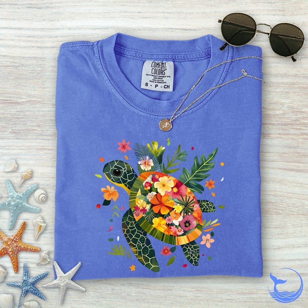 Floral Turtle Comfort Colors T-Shirt