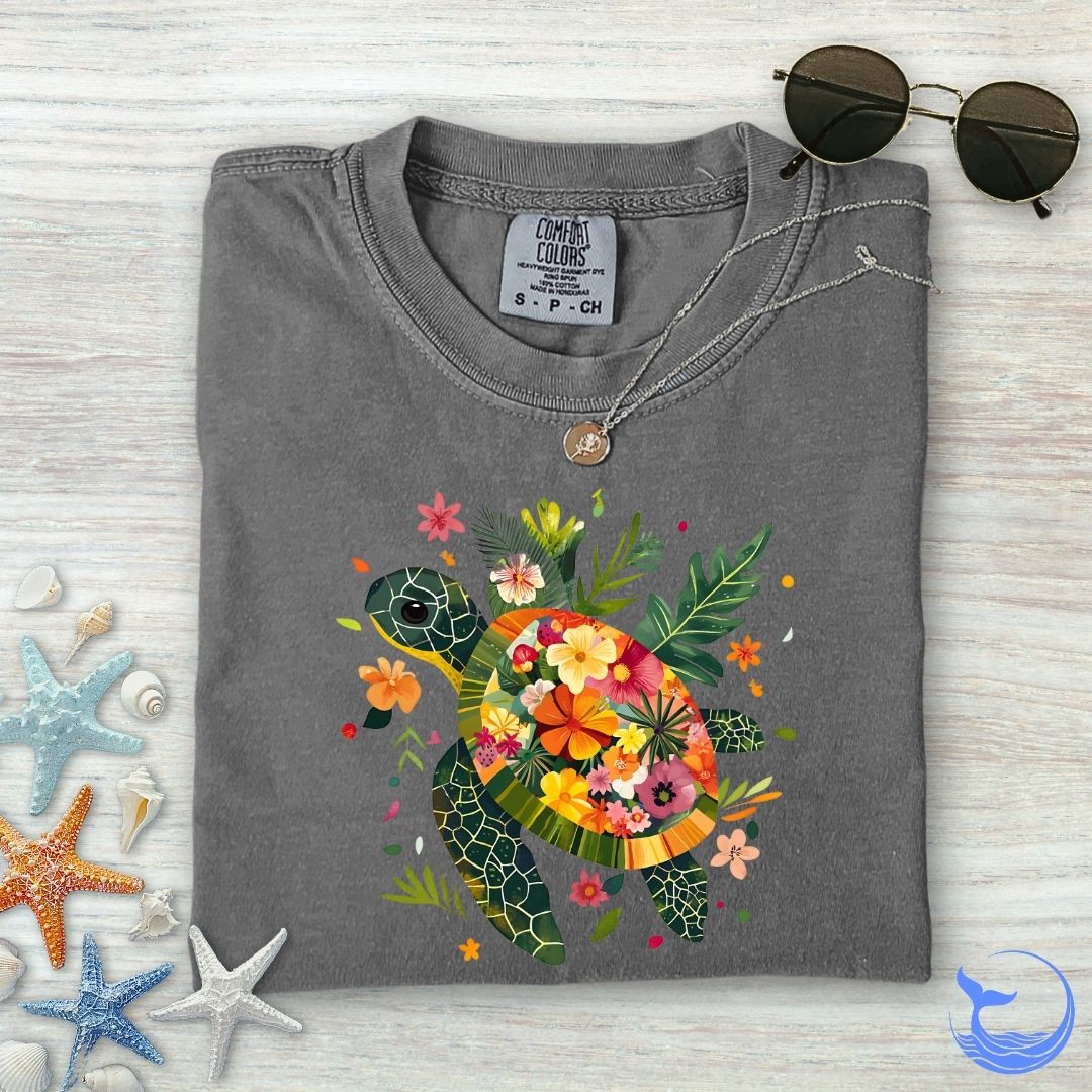Floral Turtle Comfort Colors T-Shirt