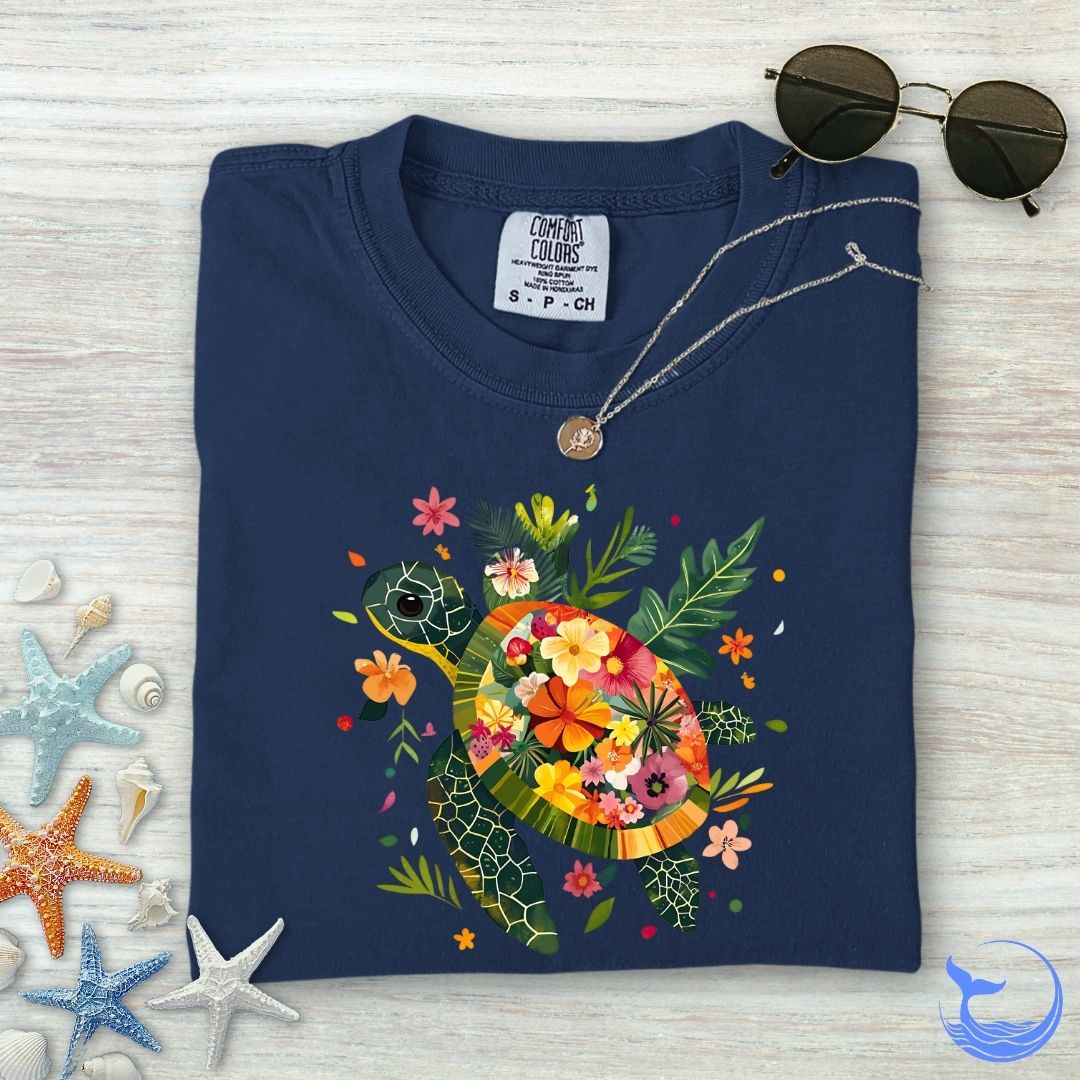 Floral Turtle Comfort Colors T-Shirt
