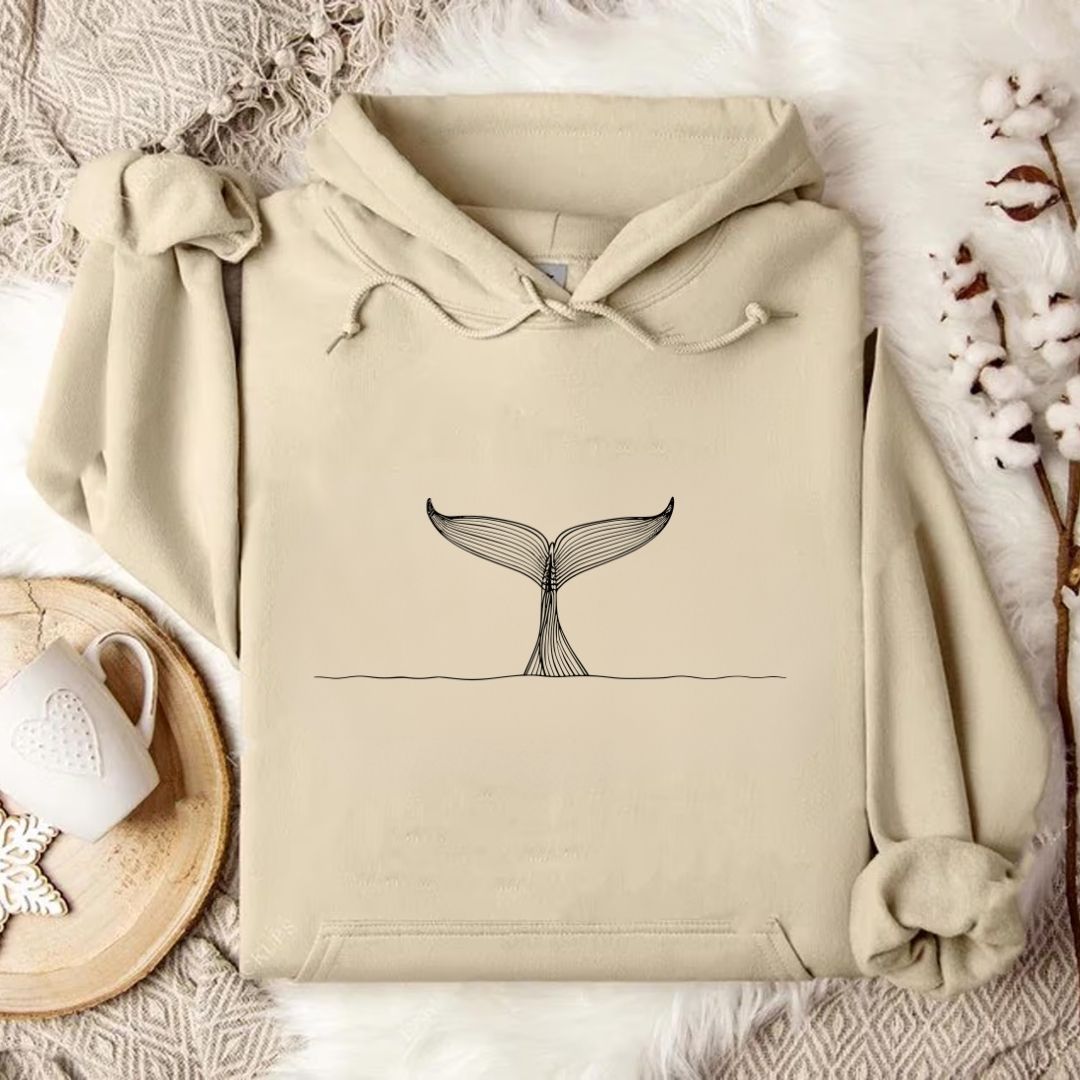 Whale Tail Line Art Hoodie