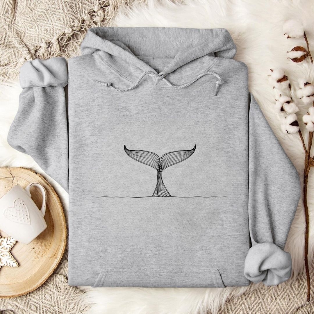 Whale Tail Line Art Hoodie