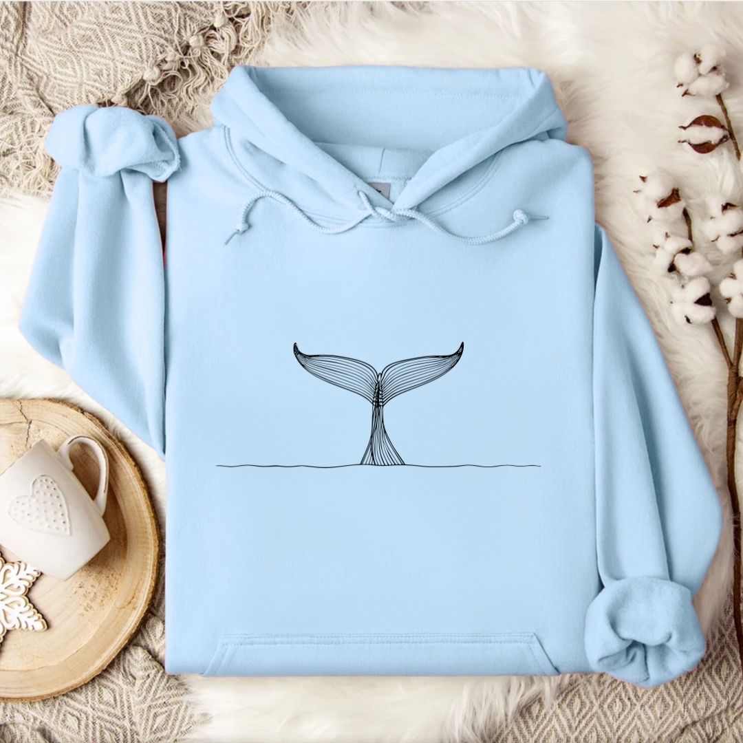 Whale Tail Line Art Hoodie