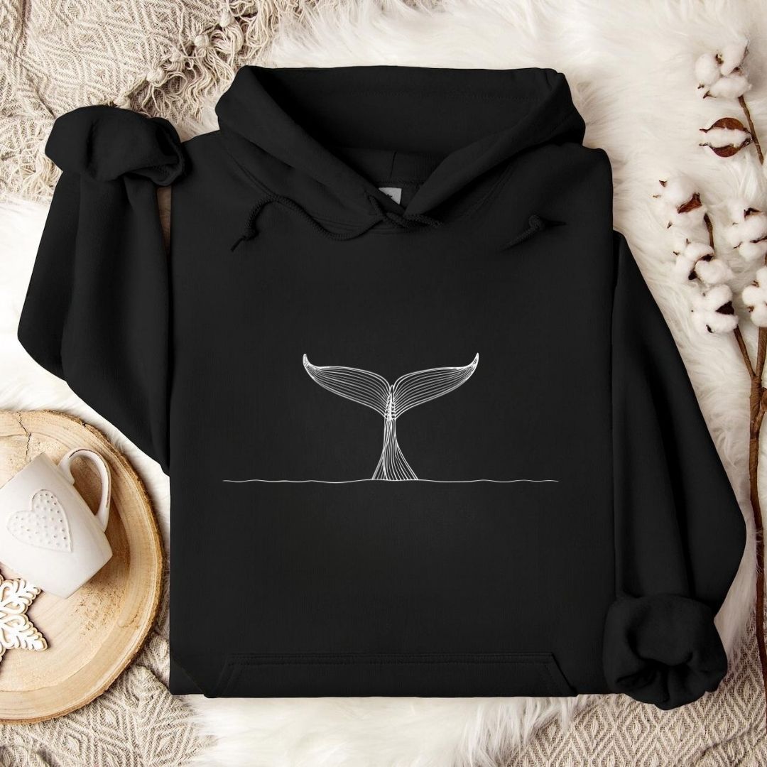 Whale Tail Line Art Hoodie
