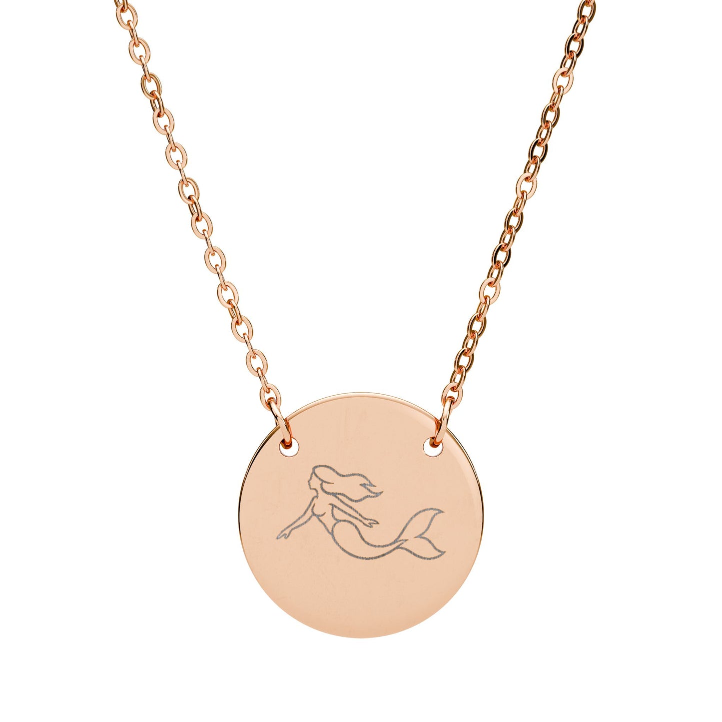 Mermaid Engraved Coin Necklace