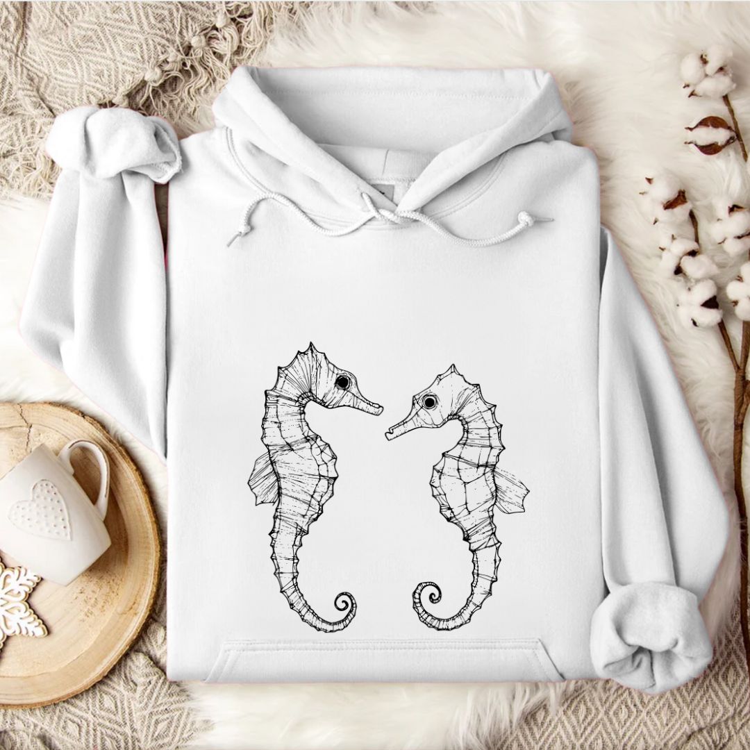 Seahorses Line Art Hoodie