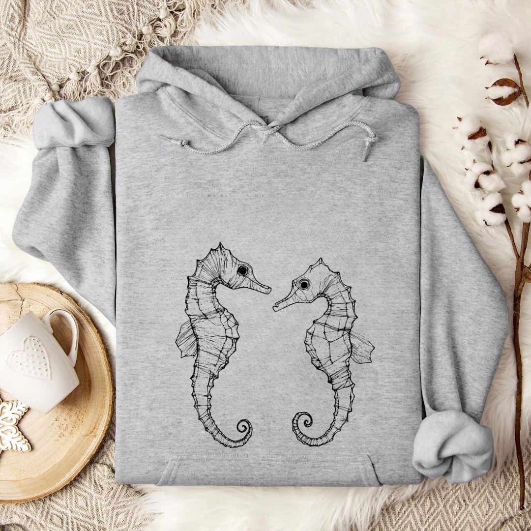 Seahorses Line Art Hoodie
