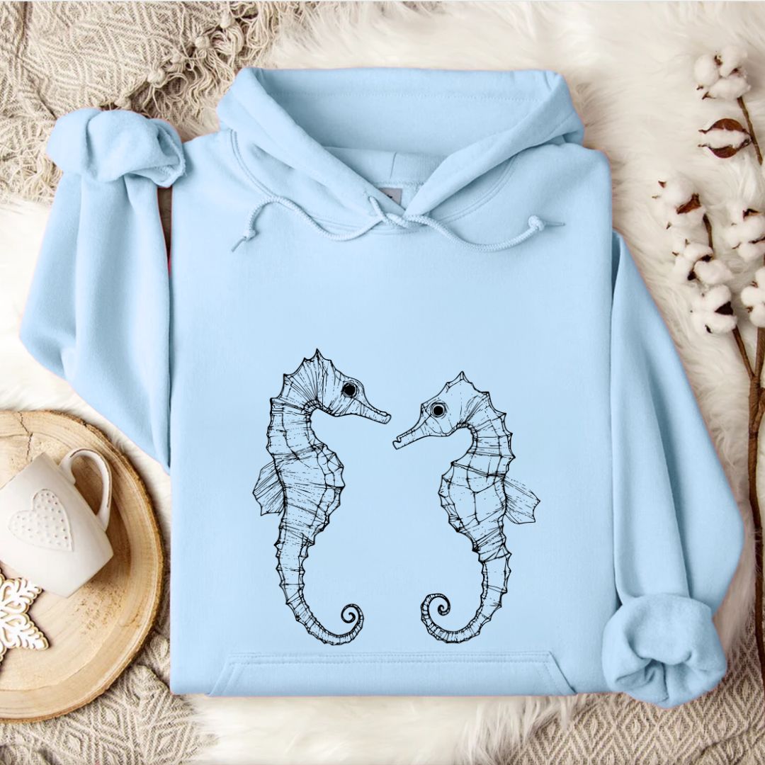 Seahorses Line Art Hoodie