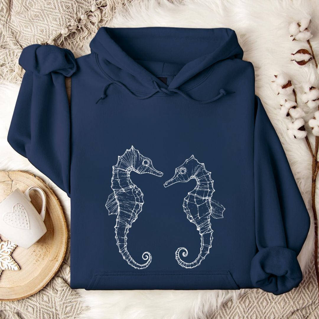 Seahorses Line Art Hoodie