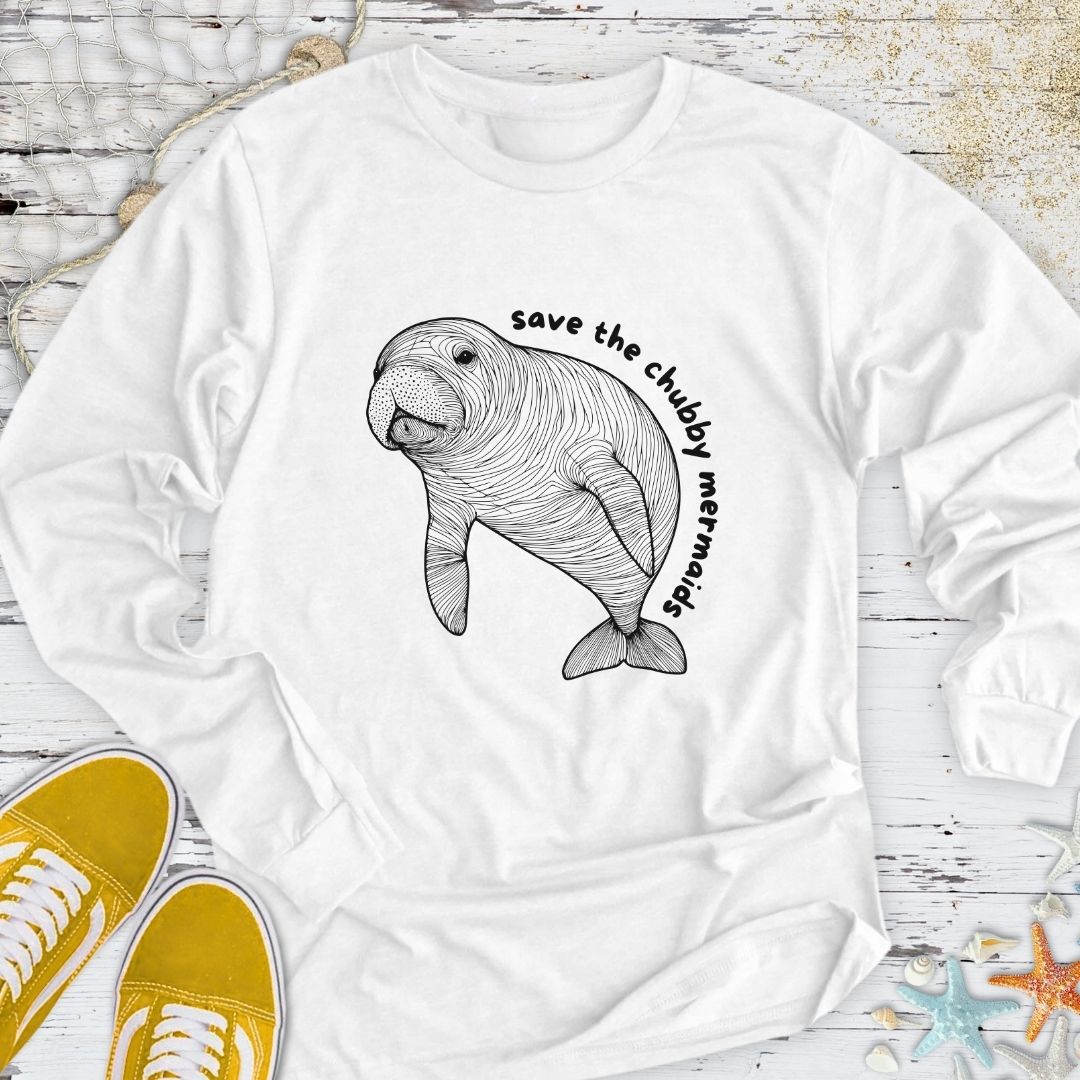 Chubby Mermaids, Manatee Long Sleeve Tee