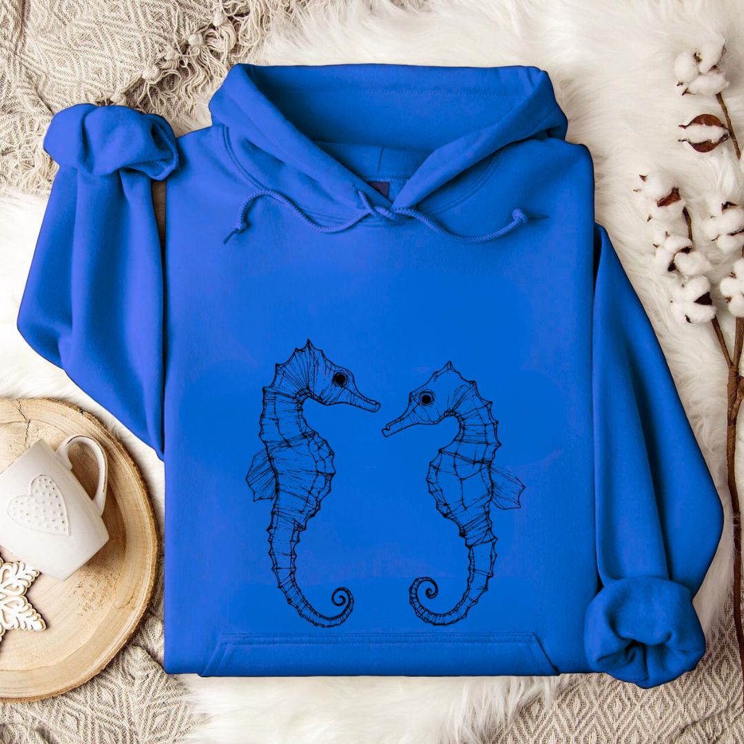 Seahorses Line Art Hoodie