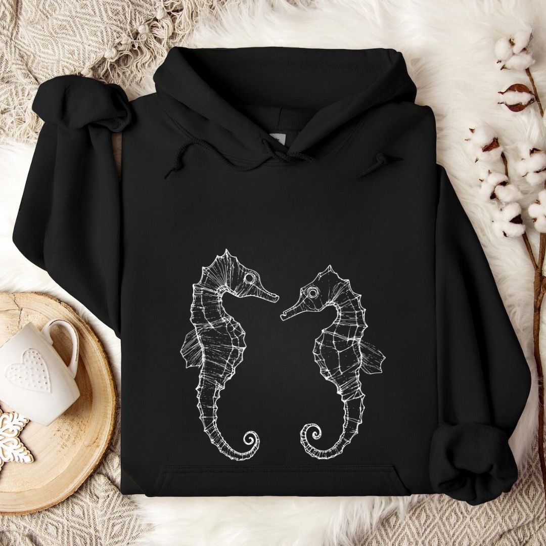 Seahorses Line Art Hoodie