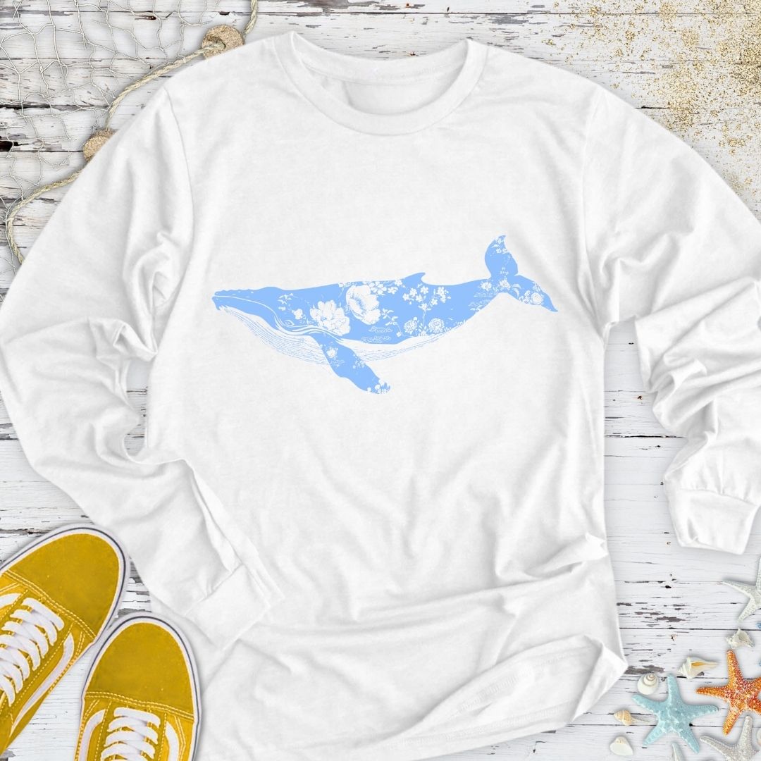 Ink Floral Whale Long Sleeve Tee