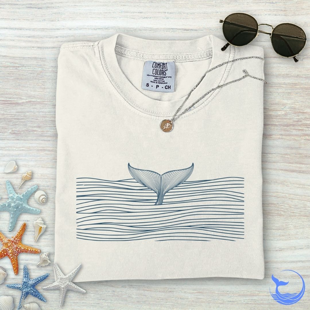 Whale in a Sea Of Lines Comfort Colors T-Shirt