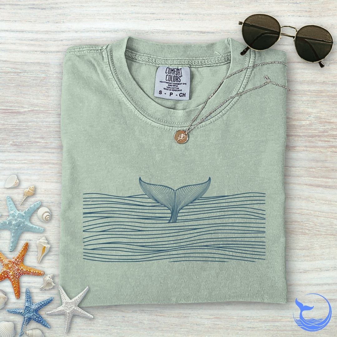Whale in a Sea Of Lines Comfort Colors T-Shirt