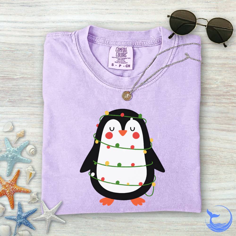 Christmas Penguin Comfort Colors T-Shirt