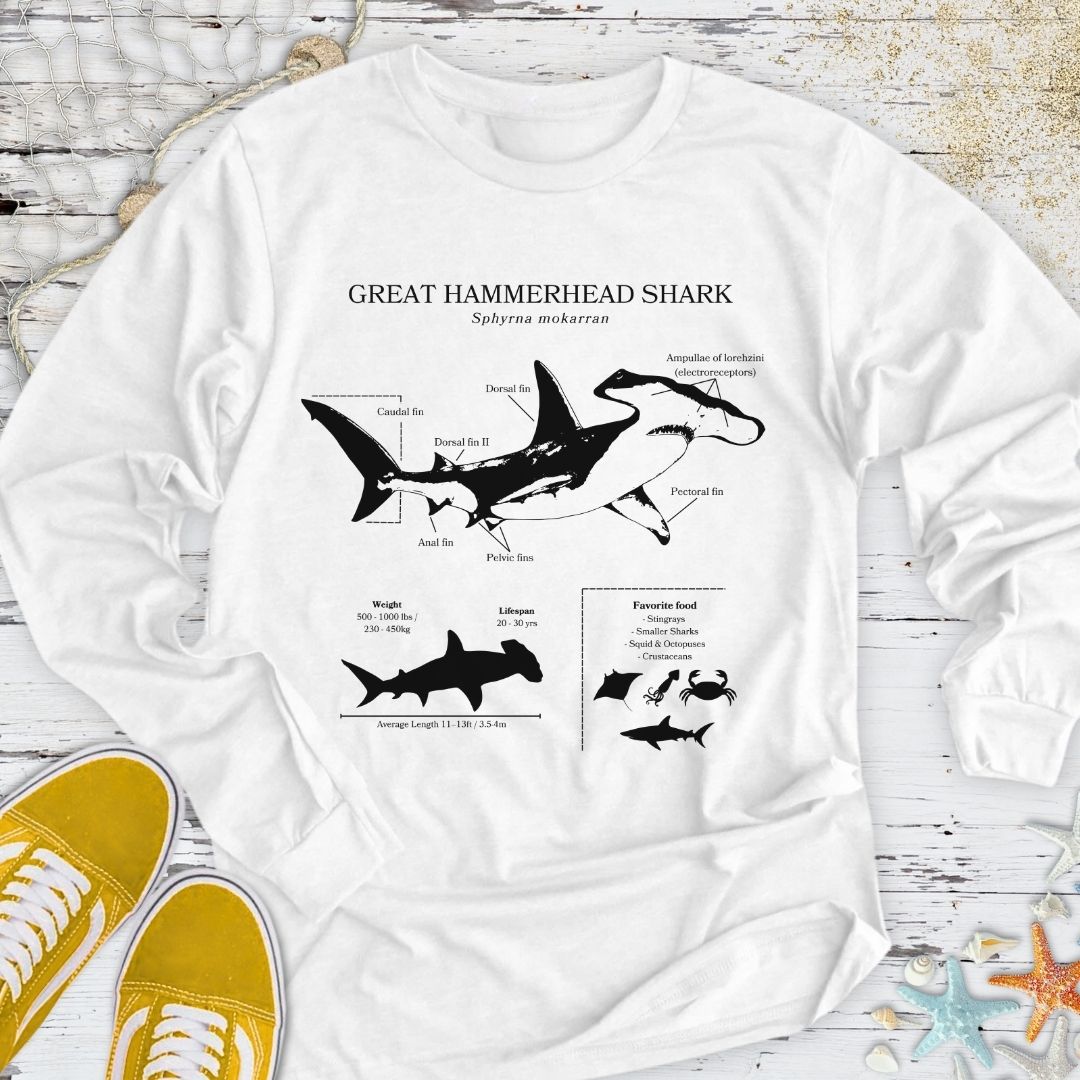 Hammerhead Shark Anatomy Long Sleeve Tee