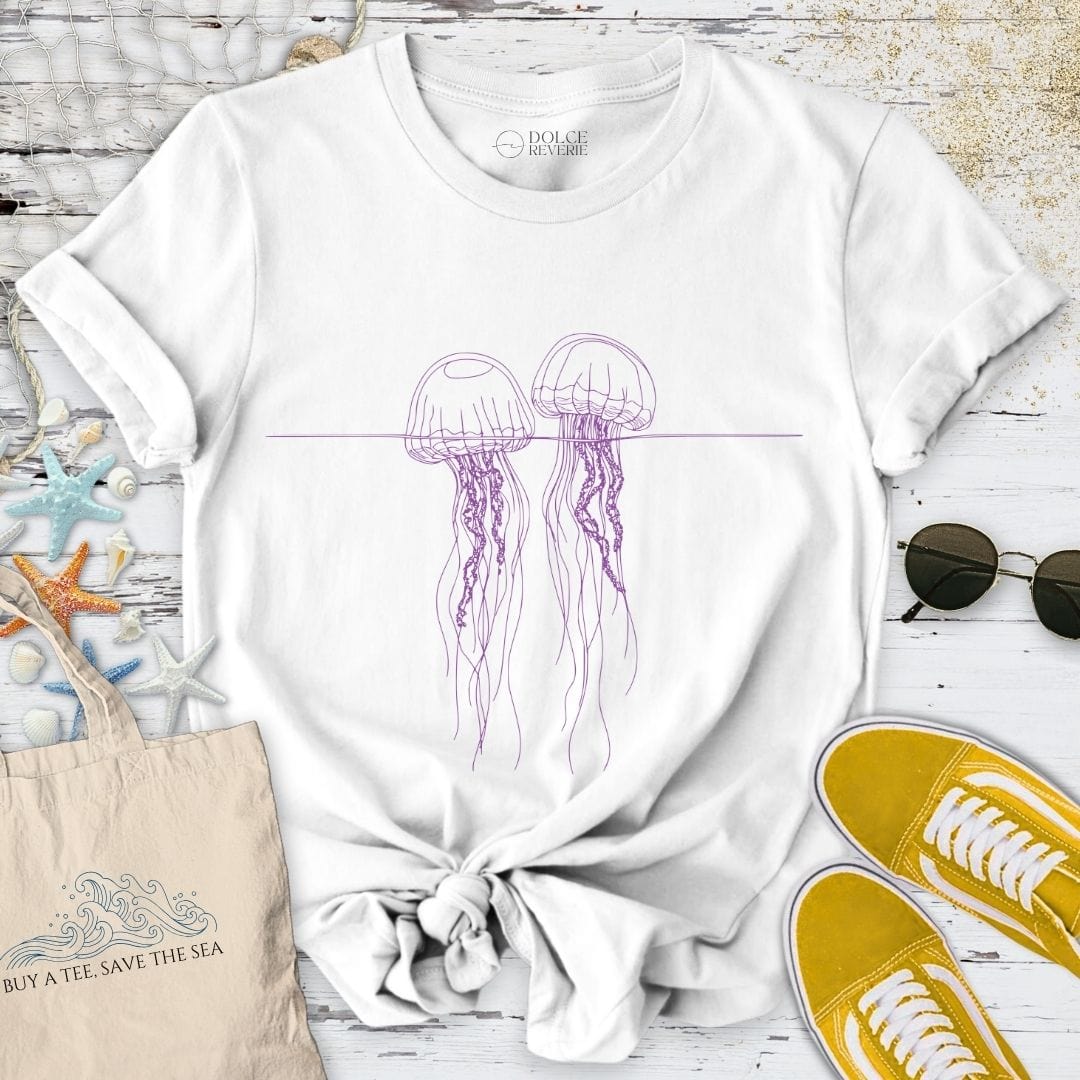 2 Jellyfish Floating T-Shirt White / S