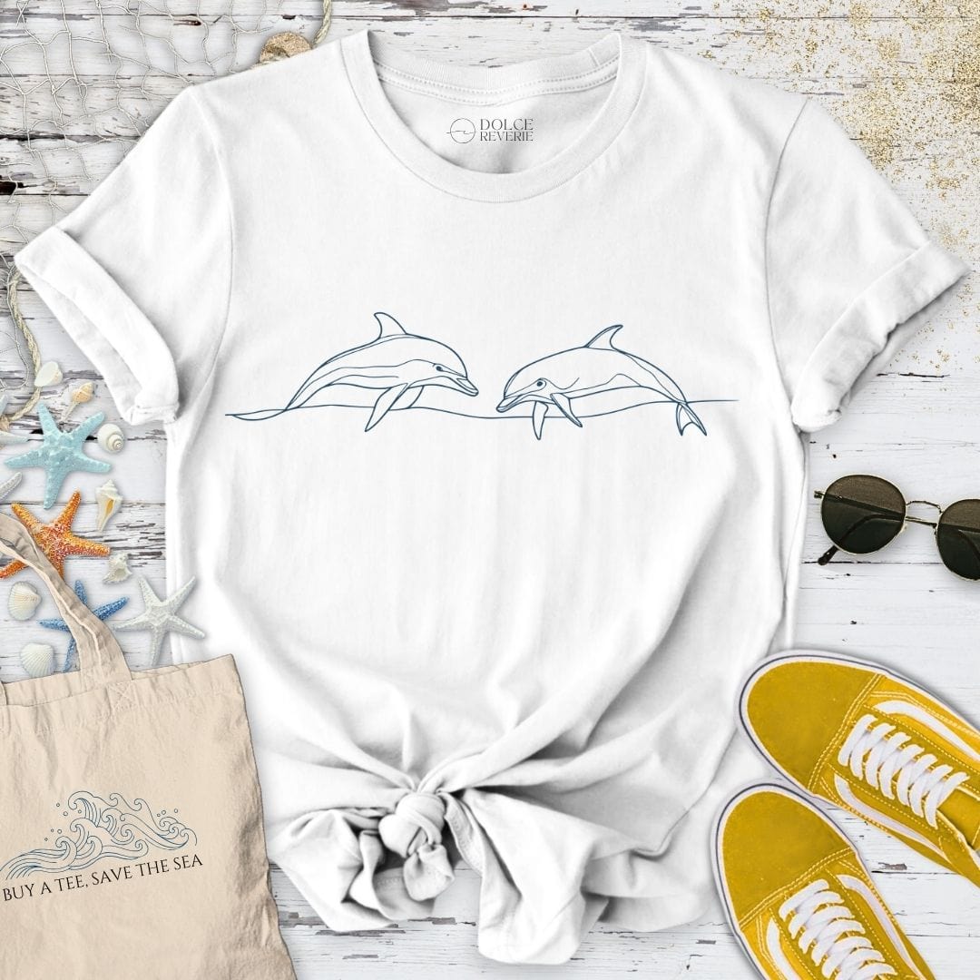 2 Jumping Dolphins T-Shirt White / S