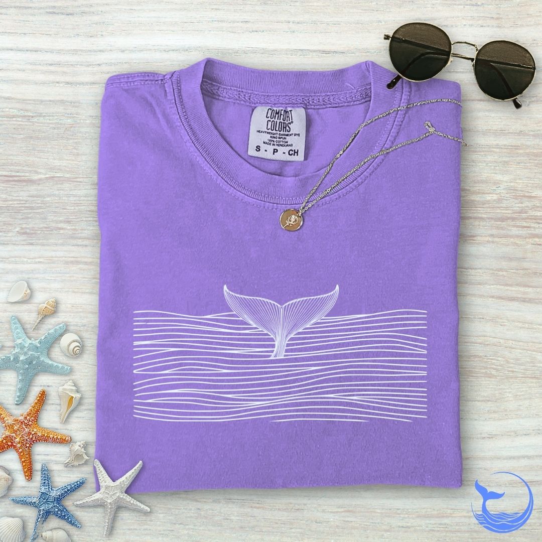 Whale in a Sea Of Lines Comfort Colors T-Shirt