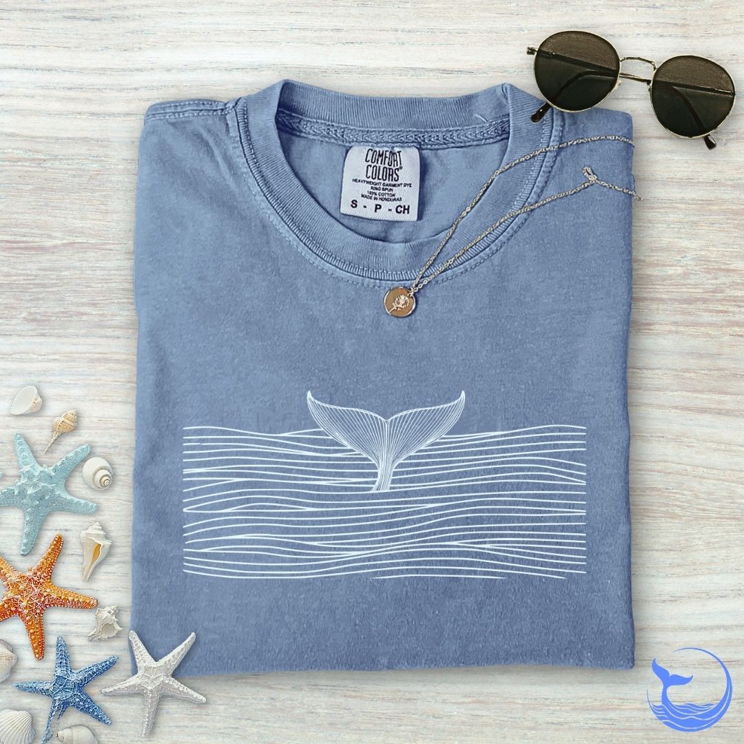 Whale in a Sea Of Lines Comfort Colors T-Shirt