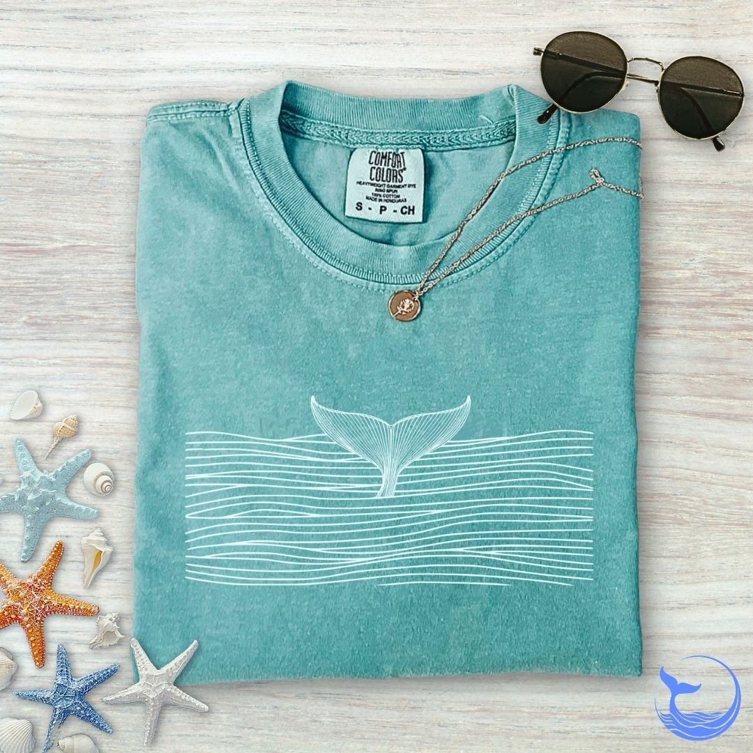 Whale in a Sea Of Lines Comfort Colors T-Shirt