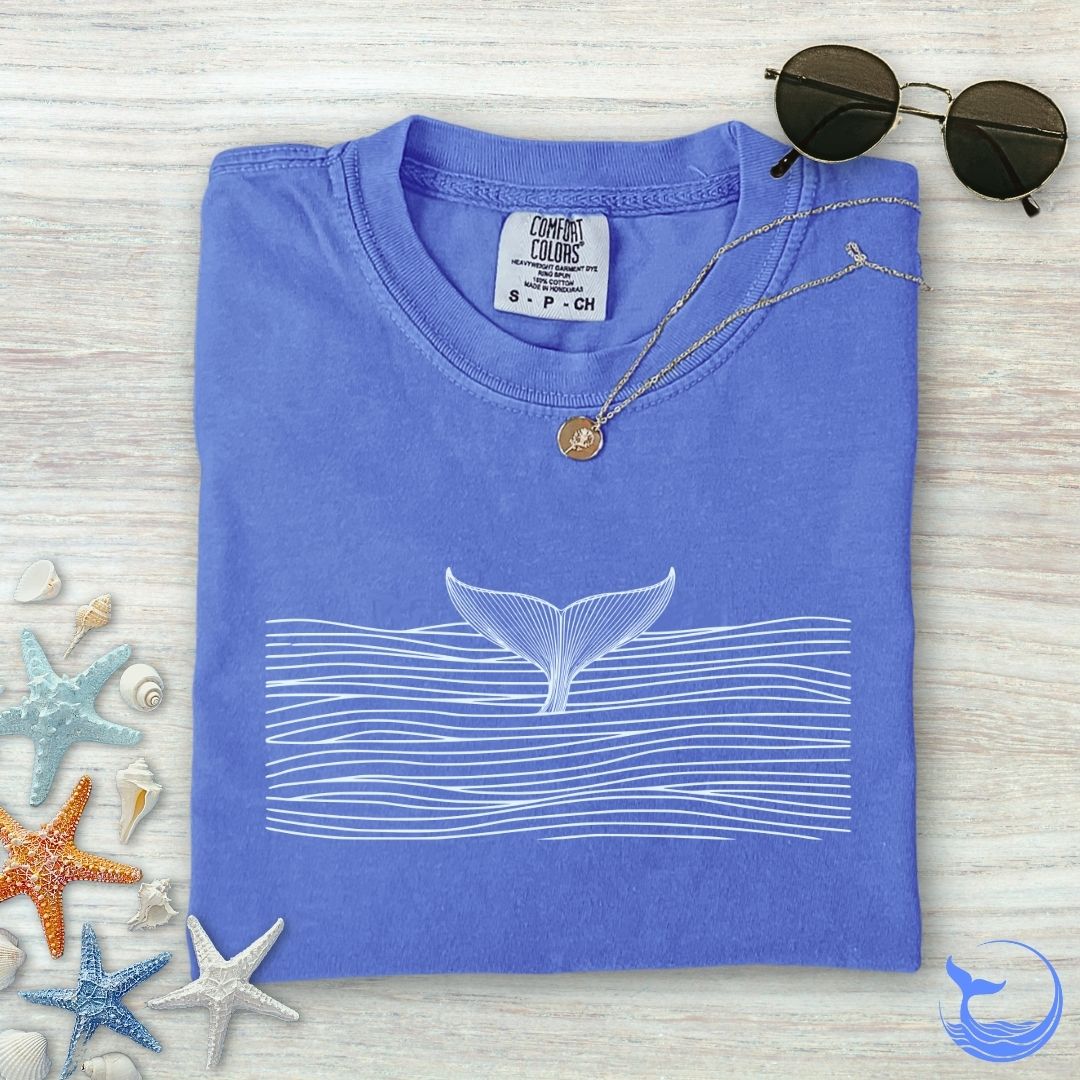 Whale in a Sea Of Lines Comfort Colors T-Shirt