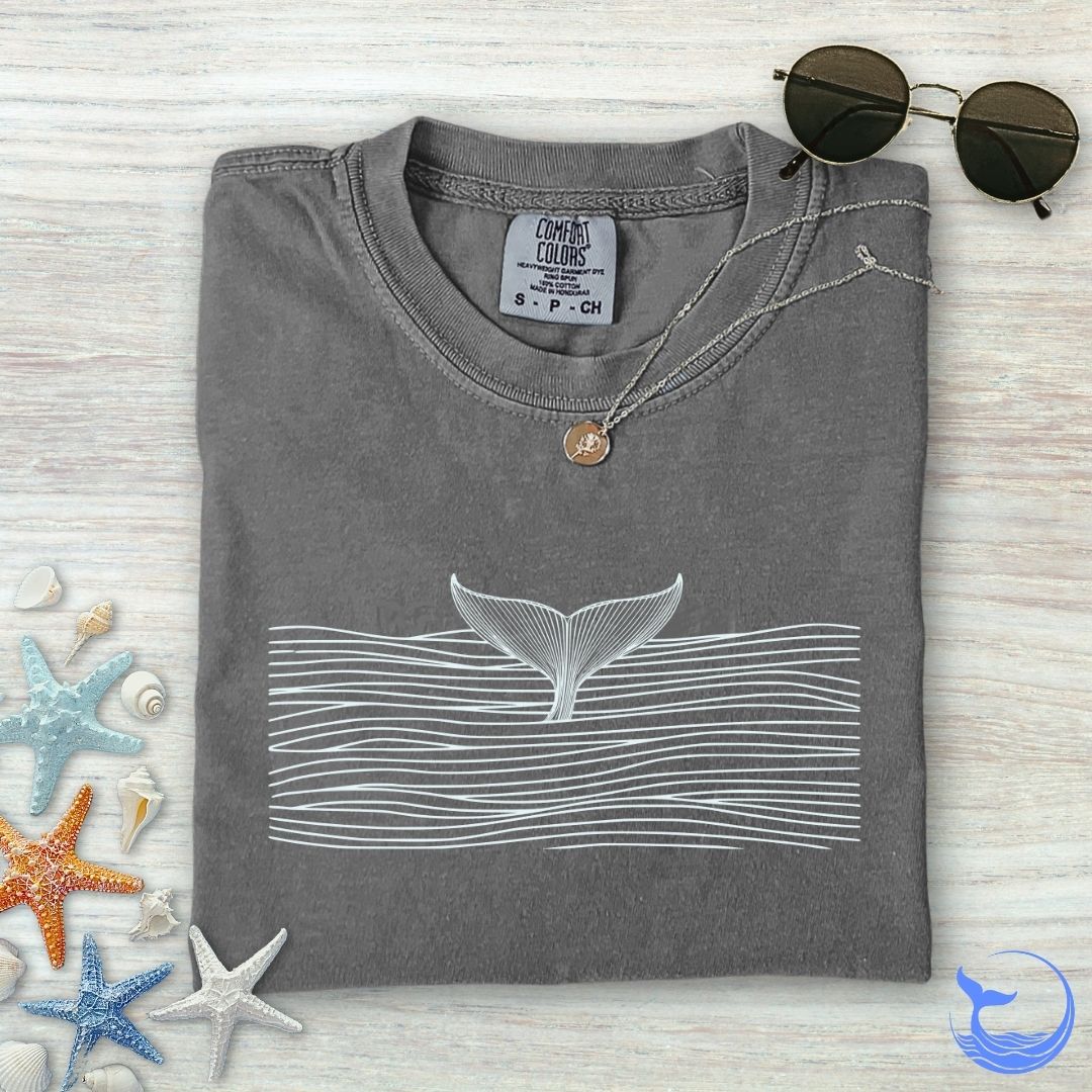 Whale in a Sea Of Lines Comfort Colors T-Shirt