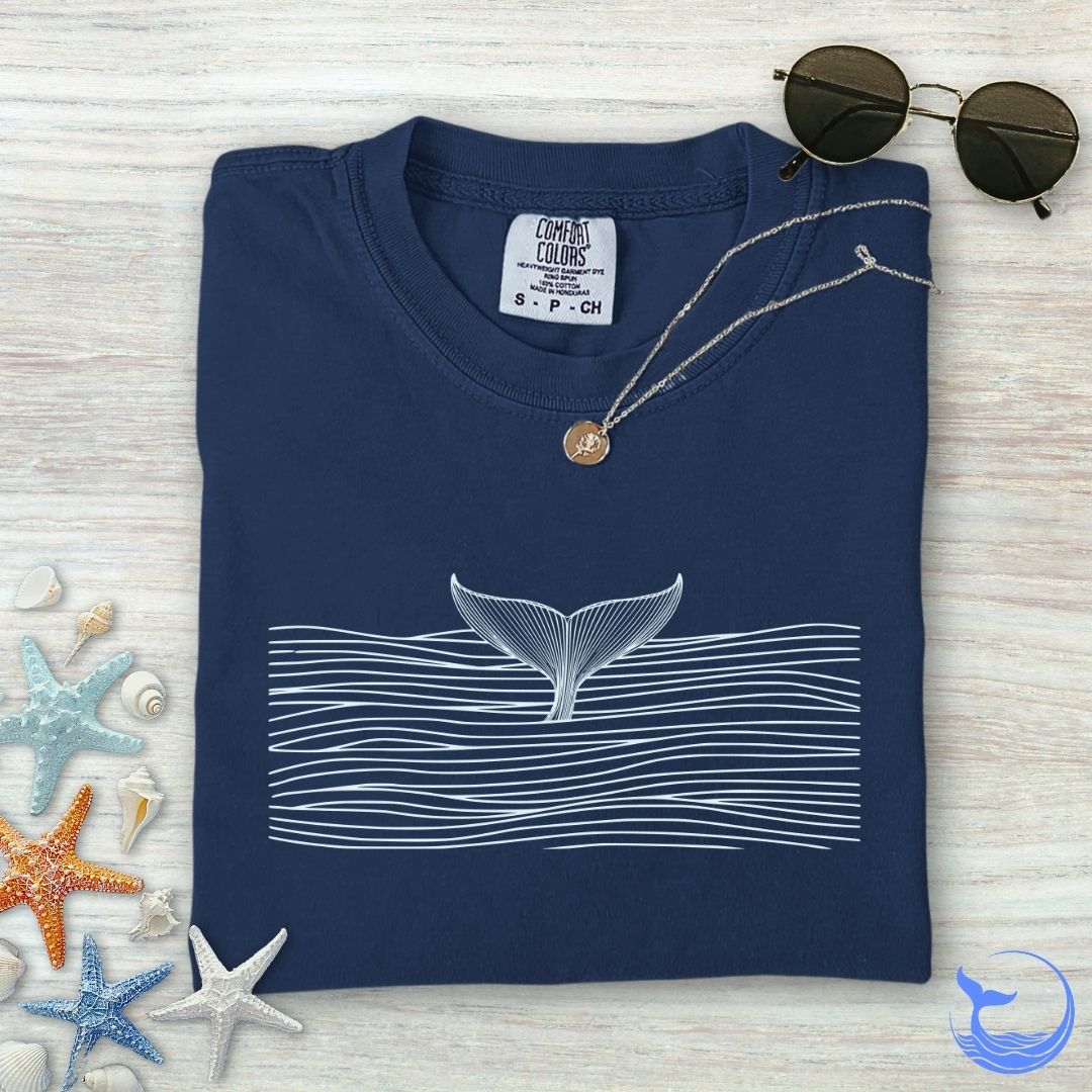 Whale in a Sea Of Lines Comfort Colors T-Shirt