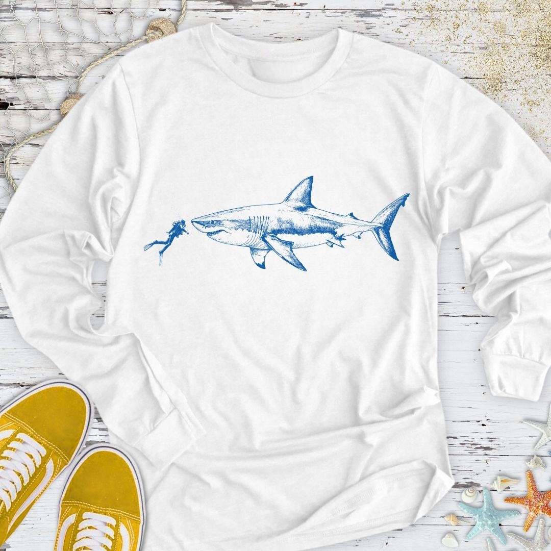 Diving With a Great White Shark Long Sleeve Tee