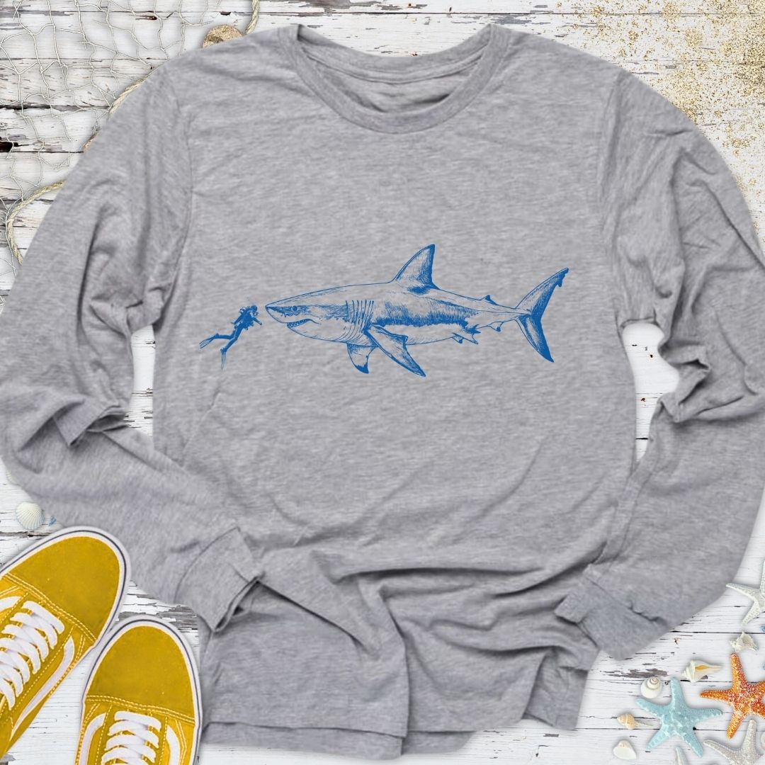 Diving With a Great White Shark Long Sleeve Tee