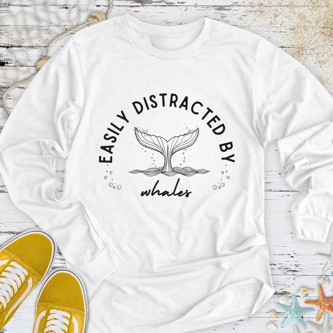 Distracted By Whales Long Sleeve Tee