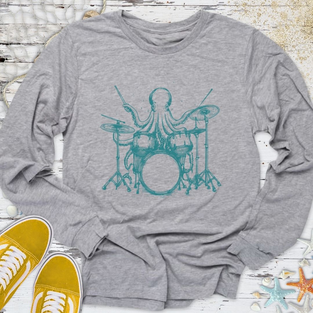 Octopus Drummer Long Sleeve Tee