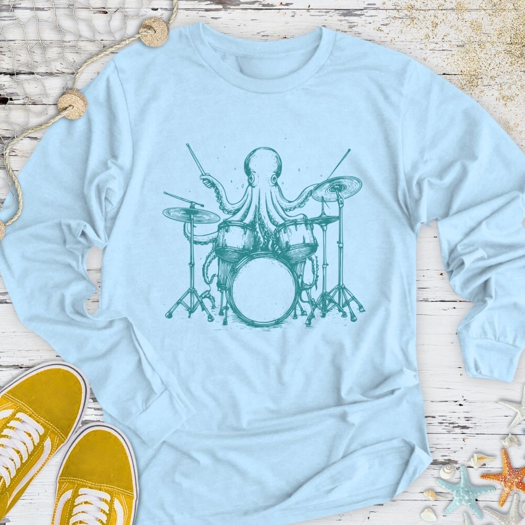 Octopus Drummer Long Sleeve Tee