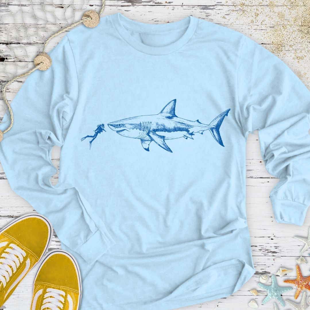 Diving With a Great White Shark Long Sleeve Tee