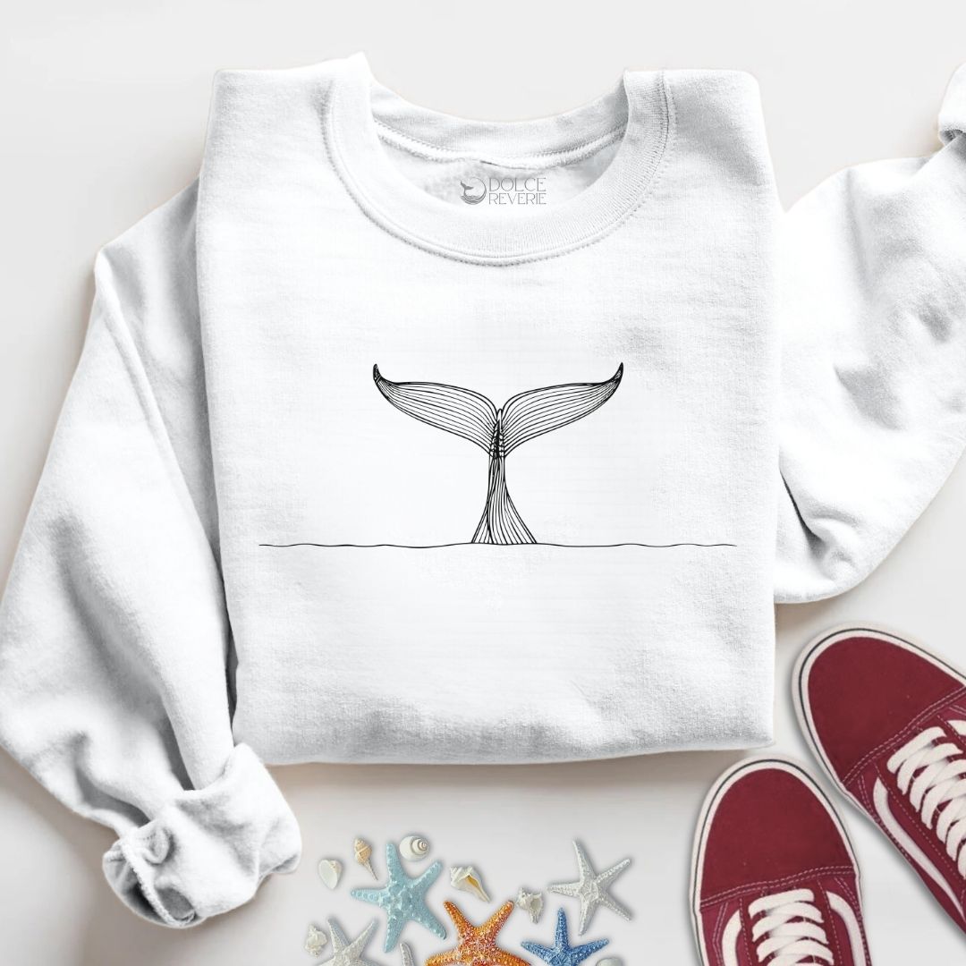Whale Tail Line Art Sweatshirt