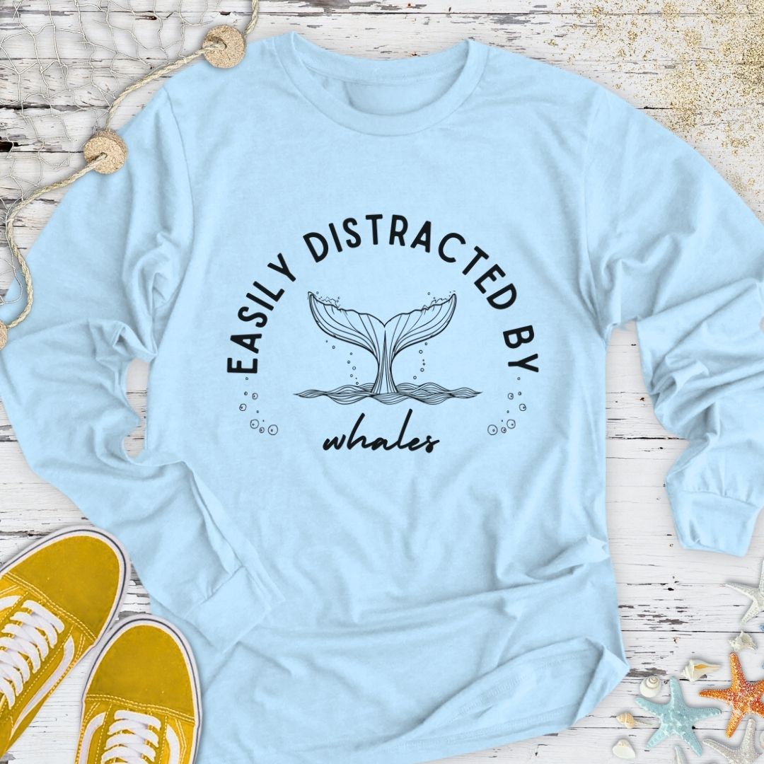 Distracted By Whales Long Sleeve Tee
